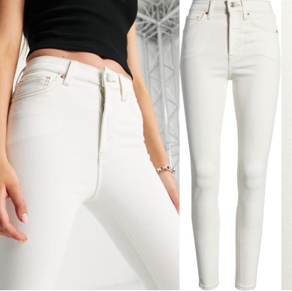 White TopShop Moto Jamie high waist skinny ankle jeans